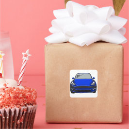 SUV-Fahrzeug mit blauer elektrischer Energie Zeich Quadratischer Aufkleber