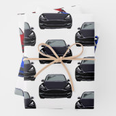 SUV-Wagen mit rotem, schwarzem und blauem Strom Geschenkpapier Set (Beispiel)