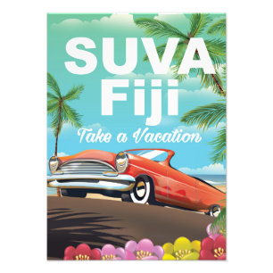 Suva, Fidschi vintage Urlaubsposter Fotodruck