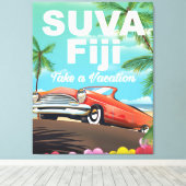 Suva, Fidschi Vintages Urlaubsposter Leinwanddruck (Insitu (Holzboden))