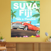 Suva, Fidschi Vintages Urlaubsposter Leinwanddruck (Insitu (Wohnzimmer))