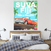 Suva, Fidschi Vintages Urlaubsposter Leinwanddruck (Insitu (Schlafzimmer))