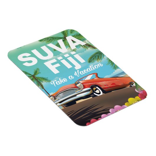 Suva, Fidschi Vintages Urlaubsposter Magnet (Rechte Seite)