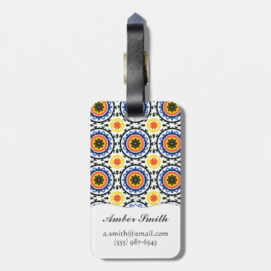 Suzani Muster Gepäckanhänger (Rückseite vertikal)