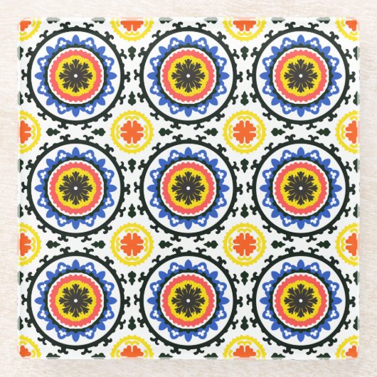 Suzani Muster Glasuntersetzer (Vorderseite)