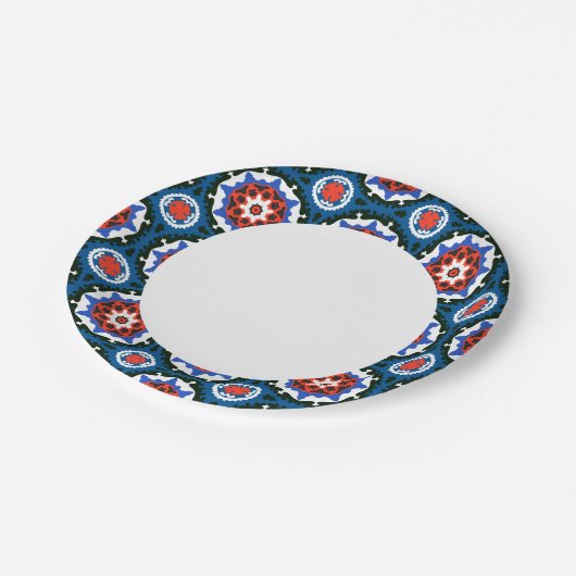 Suzani-Muster mit feinem Dekor Pappteller (Schrägansicht)