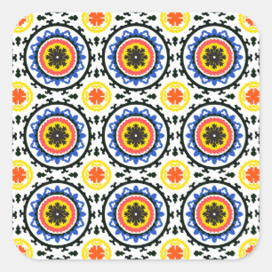 Suzani-Muster Quadratischer Aufkleber