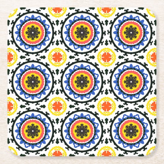 Suzani Muster Rechteckiger Pappuntersetzer (Vorderseite)