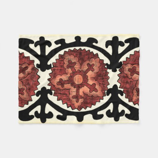 Suzani Style Decoration Blumenmuster Fleecedecke (Vorderseite (Horizontal))