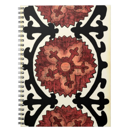 Suzani Style Decoration Blumenmuster Notizblock (Vorderseite)