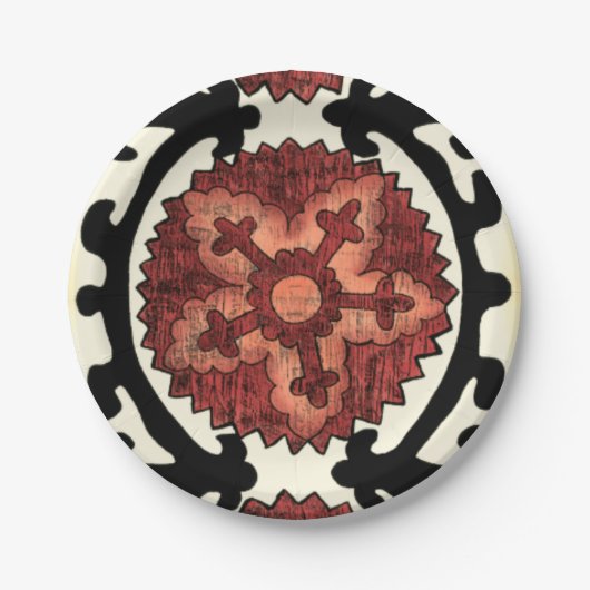 Suzani Style Decoration Blumenmuster Pappteller (Vorderseite)