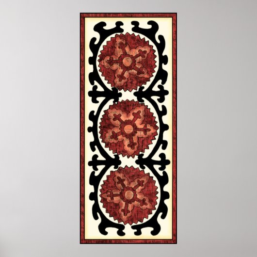 Suzani Style Decoration Blumenmuster Poster (Vorne)