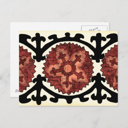 Suzani Style Decoration Blumenmuster Postkarte (Vorne/Hinten)
