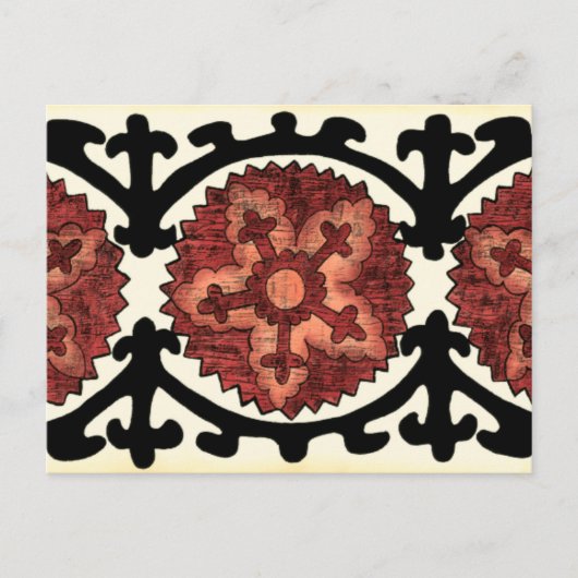 Suzani Style Decoration Blumenmuster Postkarte (Vorderseite)