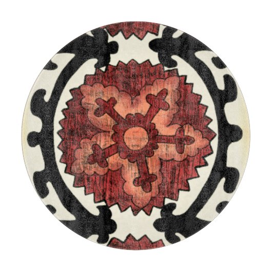 Suzani Style Decoration Blumenmuster Schneidebrett (Vorderseite)