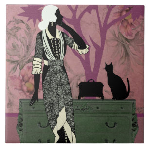 Suzanne & Cat, Vintage Mode in Lila & Grün Fliese