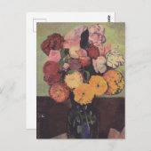 Suzanne Valadon Blume Vase am runden Tisch Postkarte (Vorne/Hinten)