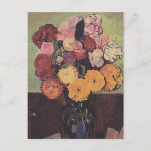 Suzanne Valadon Blumenstrauß auf einem runden Tisc Postkarte