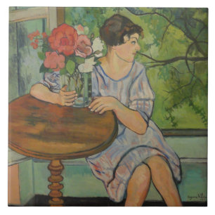 Suzanne Valadon Junges Mädchen vor einem Fenster Fliese