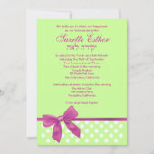 Suzette Bat Mitzvah Einladung Pink Limon Bow Dots (Vorderseite)