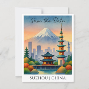 Suzhou China Wasserfarbe Save the Date Postkarte