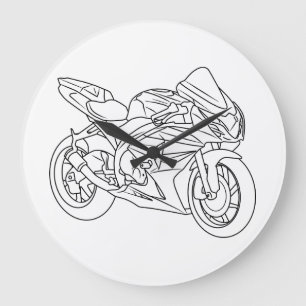 Suzuki GSX-R Line art Große Wanduhr
