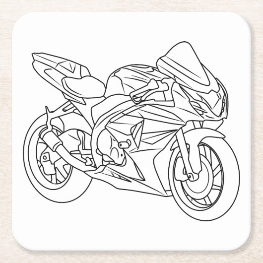 Suzuki GSX-R Line art Rechteckiger Pappuntersetzer (Vorderseite)