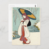 Suzuki Harunobu - Winterschneeblumen Postkarte (Vorne/Hinten)