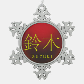 Suzuki-Monogramm Schneeflocken Zinn-Ornament