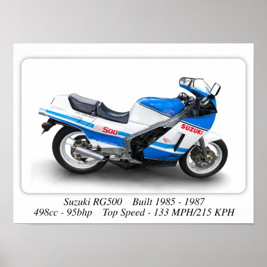 Suzuki RG500 "Gamma" Classic Motorrad - A3 Print Poster (Vorne)