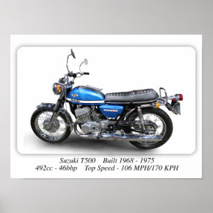 Suzuki T500 Classic Motorrad - A3-Großdruck Poster