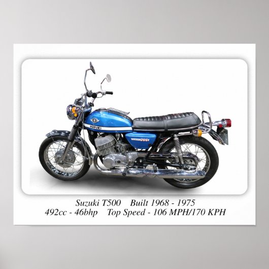 Suzuki T500 Classic Motorrad - A3-Großdruck Poster (Vorne)
