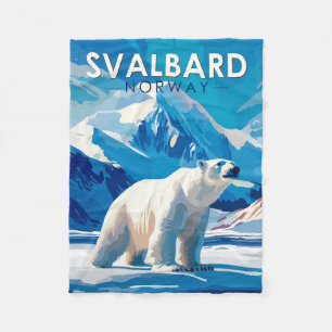 Svalbard Norwegen Eisbär Reise Kunst Vintage Fleecedecke