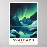 Svalbard Norwegen Nord Lights Travel Art Vintag