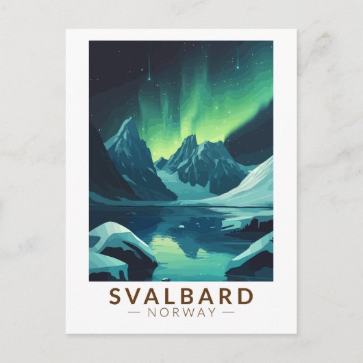 Svalbard Norwegen Nord Lights Travel Art Vintag Postkarte (Vorderseite)