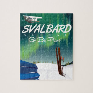 Svalbard Norwegen Nordlichter Reiseplakat Puzzle