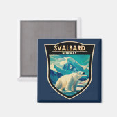 Svalbard Norwegen Polar Bear Travel Art Vintag Magnet (Vorderseite/Rückseite)