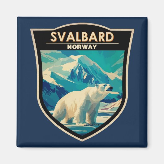 Svalbard Norwegen Polar Bear Travel Art Vintag Magnet (Vorne)