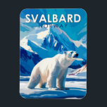 Svalbard Norwegen Polar Bear Travel Art Vintag Magnet<br><div class="desc">Svalbard im Vektorkunststil. Eine der nördlichsten bewohnten Gegenden der Welt,  ist bekannt für sein zerklüftetes,  abgelegenes Terrain an Gletschern und gefrorener Tundra,  die Eisbären,  Rentiere Svalbard und Füchse der Arktis beherbergen.</div>