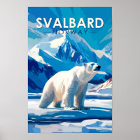 Svalbard Norwegen Polar Bear Travel Art Vintag