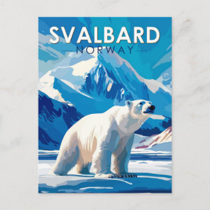 Svalbard Norwegen Polar Bear Travel Art Vintag Postkarte
