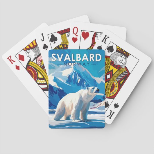 Svalbard Norwegen Polar Bear Travel Art Vintag Spielkarten (Rückseite)