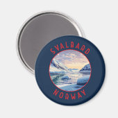Svalbard Norwegen Retro Distressed Circle Magnet (Vorderseite/Rückseite)