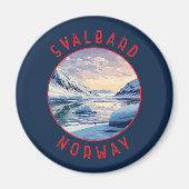 Svalbard Norwegen Retro Distressed Circle Magnet (Vorne)