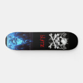 svart, Schädelknochen, BlueFireSkullSign, Skateboard (Horizontal)