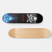svart, Schädelknochen, BlueFireSkullSign, Skateboard (Horizontal)
