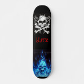 svart, Schädelknochen, BlueFireSkullSign, Skateboard (Vorne)