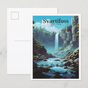 Svartifoss Island Art Vintage Postkarte