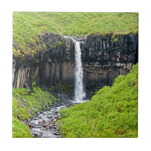 Svartifoss Wasserfall im Skaftafell - Island Fliese (Vorderseite)