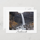 Svartifoss Wasserfall in Island, weiße Postkarte (Vorne/Hinten)